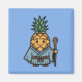 Funny Pineapple Sensei Master Samurai Illustration Magneet