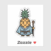 Funny Pineapple Sensei Master Samurai Illustration Sticker (Vel)
