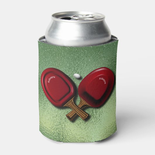 Funny ping pong Table Tennis Paddle met ovalen Bal Blikjeskoeler (Blikje Voorkant)