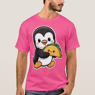 Funny pinguïn met taco, cute kawaii voedsel pen t-shirt