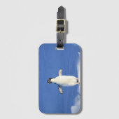 Funny pinguin op ijsfoto bagagelabel (Voorkant (verticaal))