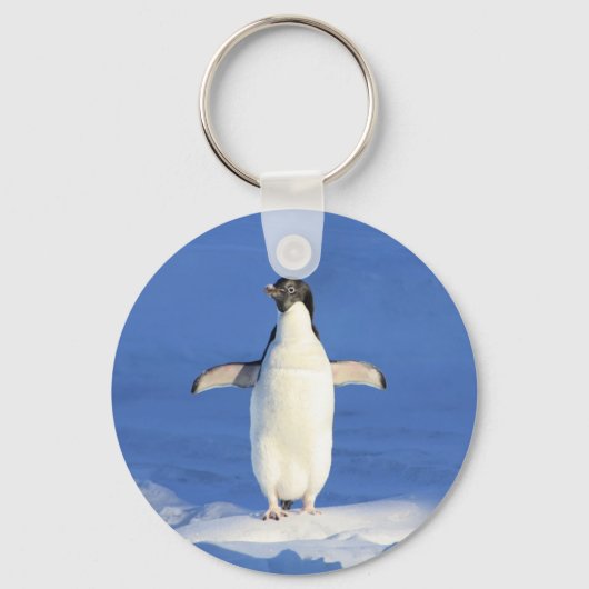 Funny pinguin op ijsfoto sleutelhanger (Voorkant)