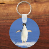 Funny pinguin op ijsfoto sleutelhanger (Voorkant)