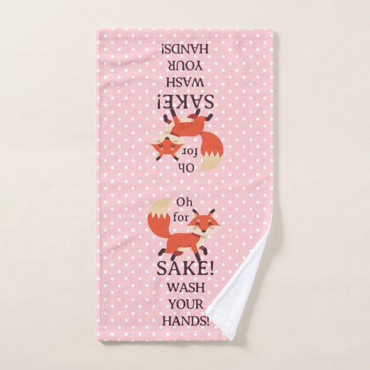 Funny Pink and White Polka Dot Oh For Fox Sake (Serviette à main)