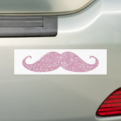 Funny Pink Bling Mustache Bumpersticker (Op auto)