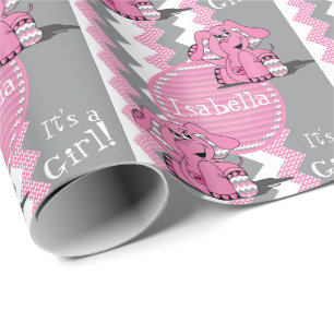 Funny Pink Chevron Elephant - Personaliseren Cadeaupapier