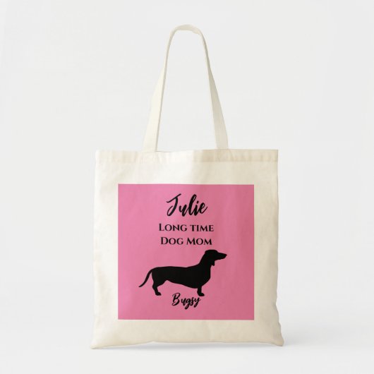 Funny Pink Dachshund Dog Mam Canvas tas (Voorkant)