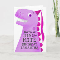 Funny Pink Dinosaur Kids Birthday