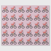 Funny Pink Flamingo Bird op Bicycle Cadeaupapier (Vlak)