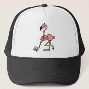 Funny Pink Flamingo Golfing Art Trucker Pet
