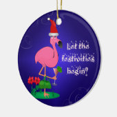 Funny Pink Flamingo kerstversiering Keramisch Ornament (Links)