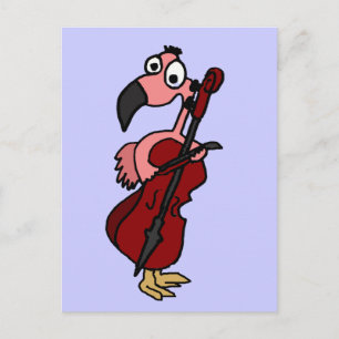 Funny Pink Flamingo Palling Cello Briefkaart