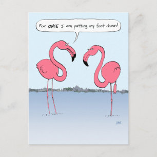 Funny Pink Flamingos-Cartoon Briefkaart
