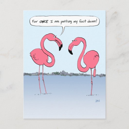 Funny Pink Flamingos-Cartoon Briefkaart (Voorkant)