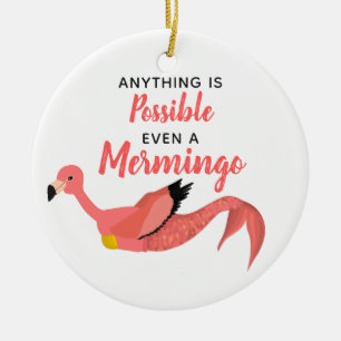 Funny Pink Mermaid Flamingo Inspirerend Quote Keramisch Ornament