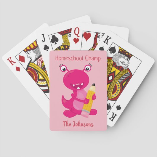 Funny Pink Monster Homeschool Champ Pokerkaarten (Achterkant)