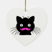 FUNNY PINK MUSTACHE BLACK CAT KERAMISCH ORNAMENT (Achterkant)