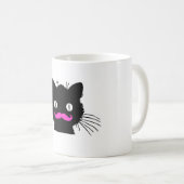 FUNNY PINK MUSTACHE BLACK CAT KOFFIEMOK (Voorkant rechts)