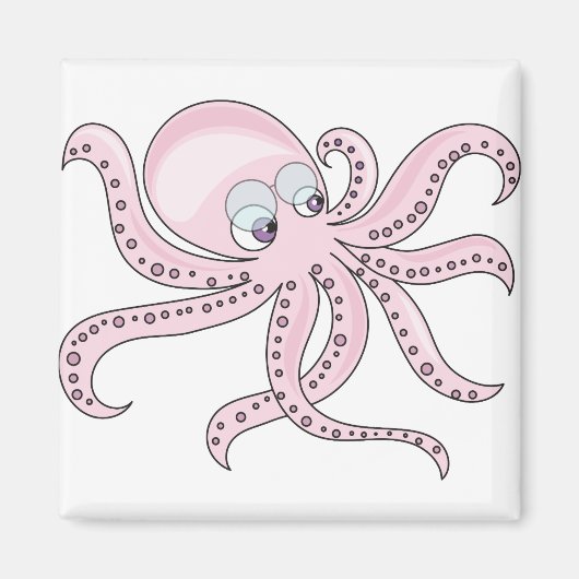 Funny Pink Octopus Magneet (Voorkant)