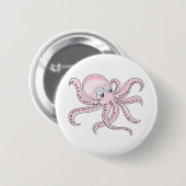 Funny Pink Octopus Ronde Button 5,7 Cm (Voorkant /achterkant)