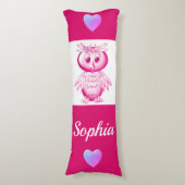 Funny Pink Owl Aangepaste kinderen Lichaamskussen (Voorkant Verticaal)