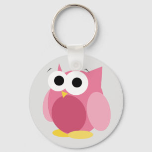 Funny Pink Owl Sleutelhanger