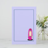 Funny Pink Penguin Cartoon Briefpapier (Staand voorkant)
