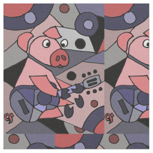 Funny Pink Pigar Abstract Fabric Stof