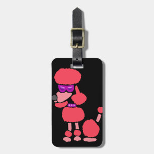 Funny Pink Poodle Dog Art Bagagelabel