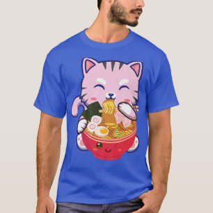 Funny Pink Ramen Cat Japans eten Kawaii Anime Lo T-shirt