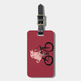 Funny Pink Riding Bicycle Bagagelabel