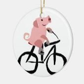 Funny Pink Riding Bicycle Keramisch Ornament (Links)