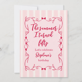 Funny Pink The Summer I Turned Fifty Birthday Kaart