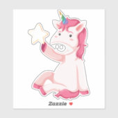 Funny Pink Unicorn Sticker (Vel)
