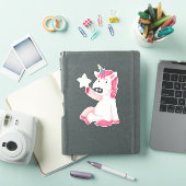 Funny Pink Unicorn Sticker (iPad Cover)