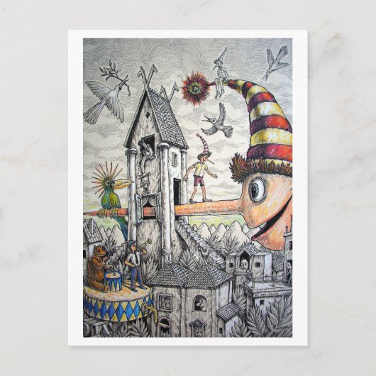 Funny Pinocchio Briefkaart (Voorkant)