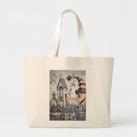 Funny Pinocchio Grote Tote Bag (Voorkant)