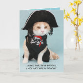 Funny Pirate Cat Kaart (Gele Bloem)