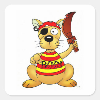Funny Pirate Dog with Toy Sword Vierkante Sticker