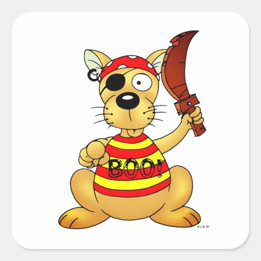 Funny Pirate Dog with Toy Sword Vierkante Sticker (Voorkant)
