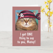 Funny Pirate Fat Cat Birthday Kaart (Gele Bloem)