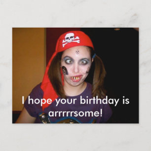 Funny Pirate Happy Birthday Briefkaart, Postcrossi Briefkaart