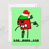 Funny pirate Kerstmis Feestdagenkaart (Voorkant / Achterkant)