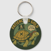 Funny Pirate Turtle Patience Gold Sleutelhanger (Achterkant)