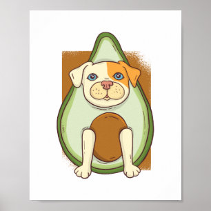 Funny PITBULL AVOCADO Cartoon Kinder Tieners Volwa Poster