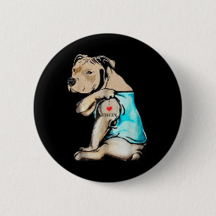 Funny Pitbull Dog I Love Grandpa Tattoo Funny Gran Ronde Button 5,7 Cm