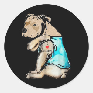 Funny Pitbull Dog I Love Grandpa Tattoo Funny Gran Ronde Sticker