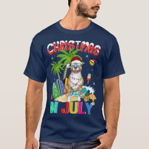 Funny Pitbull Dog in Santa Hat Sunbril Christma T-shirt
