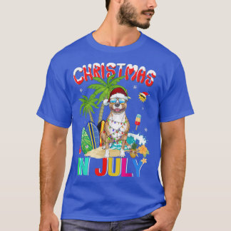 Funny Pitbull Dog in Santa Hat Sunbril Christma T-shirt
