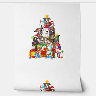 Funny Pitbull Dog-kerstboomlampjes Puppy Dog Behang